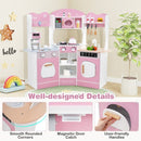 Corner Play Kitchen with Coffee Maker and Cookware – Pink