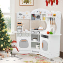 Corner Play Kitchen with Coffee Maker and Cookware – White