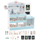 Wooden Doctor Play Station with 24 Toy Accessories – Blue