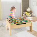 Wooden Kids Activity Table with Building and Train Play – Natural