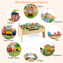 Wooden Kids Activity Table with Building and Train Play – Natural