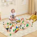 Wooden Kids Activity Table with Building and Train Play – Natural