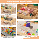 Wooden Kids Activity Table with Building and Train Play – Natural
