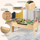 Wooden Kids Activity Table with Building and Train Play – Natural