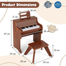 25-Key Kids Digital Piano with Matching Stool – Brown