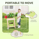 Kids Wooden Potting Bench with Planter Pots and Wheels – Natural