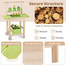 Kids Wooden Potting Bench with Planter Pots and Wheels – Natural