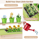 Kids Wooden Potting Bench with Planter Pots and Wheels – Natural