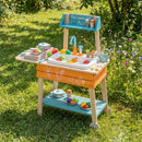 Outdoor Mud Kitchen with Circulating Tap and Wheels – Orange