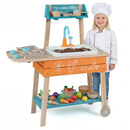Outdoor Mud Kitchen with Circulating Tap and Wheels – Orange