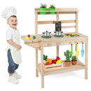 Outdoor Mud Kitchen with Chalkboard and Flowerpots – Natural