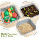 Outdoor Mud Kitchen with Chalkboard and Flowerpots – Natural