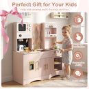 Wooden Play Kitchen with Curtains and Coffee Station – TM10187PI