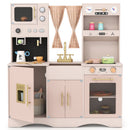 Wooden Play Kitchen with Curtains and Coffee Station – TM10187PI