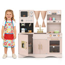 Wooden Play Kitchen with Curtains and Coffee Station – TM10187PI