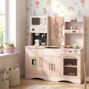 Wooden Play Kitchen with Curtains and Coffee Station – TM10187PI