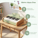 18-Key Wooden Kids Piano with Music Stand – Green