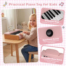 18-Key Wooden Kids Piano with Music Stand – Pink