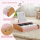 18-Key Wooden Kids Piano with Music Stand – Pink