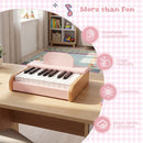 18-Key Wooden Kids Piano with Music Stand – Pink
