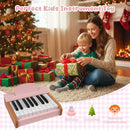 18-Key Wooden Kids Piano with Music Stand – Pink