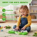 Dinosaur-Shaped Kids Keyboard with Music and Lights – Green