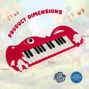 Dinosaur-Shaped Kids Keyboard with Music and Lights – Red