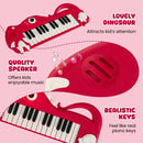 Dinosaur-Shaped Kids Keyboard with Music and Lights – Red