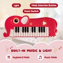 25-Key Elephant-Shaped Kids Piano – Red