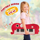 25-Key Elephant-Shaped Kids Piano – Red