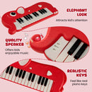 25-Key Elephant-Shaped Kids Piano – Red