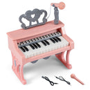25-Key Mini Kids Piano with Microphone – Pink