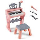 25-Key Kids Keyboard with Stool and Microphone – Pink