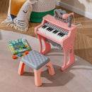 25-Key Kids Keyboard with Stool and Microphone – Pink