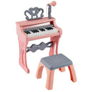 25-Key Kids Keyboard with Stool and Microphone – Pink
