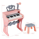 25-Key Kids Keyboard with Stool and Microphone – Pink