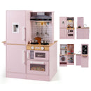 Double-Sided Wooden Play Kitchen with Light and Sound Hood – Pink