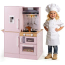 Double-Sided Wooden Play Kitchen with Light and Sound Hood – Pink