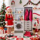 Double-Sided Wooden Play Kitchen with Light and Sound Hood – White