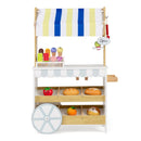 Wooden Ice Cream Cart with Folding Awning and Bell – White
