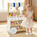 Wooden Ice Cream Cart with Folding Awning and Bell – White