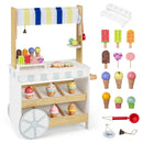 Wooden Ice Cream Cart with Folding Awning and Bell – White