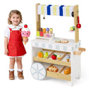 Wooden Ice Cream Cart with Folding Awning and Bell – White