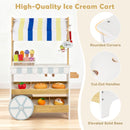 Wooden Ice Cream Cart with Folding Awning and Bell – White