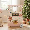 Wooden Pizza Cart with Oven and Magnetic Blackboard – Pink