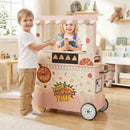 Wooden Pizza Cart with Oven and Magnetic Blackboard – Pink