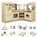 Wooden Corner Play Kitchen with Coffee Maker and Toaster – Green