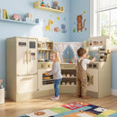 Wooden Corner Play Kitchen with Coffee Maker and Toaster – Green