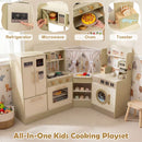Wooden Corner Play Kitchen with Coffee Maker and Toaster – Green