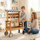 Wooden Toy Workbench Cart with Canopy and Tools – Brown